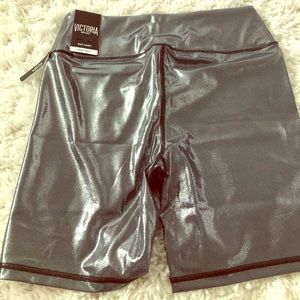Shiny metallic spandex shorts